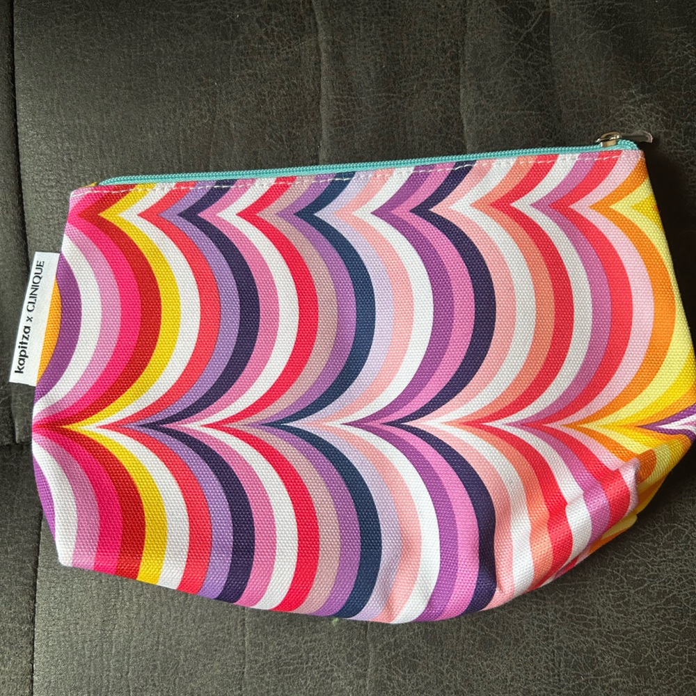 NEW Lot of 3 Kapitza x Clinique Makeup Travel Bags Pouches Colorful Geometric - Picture 2 of 11
